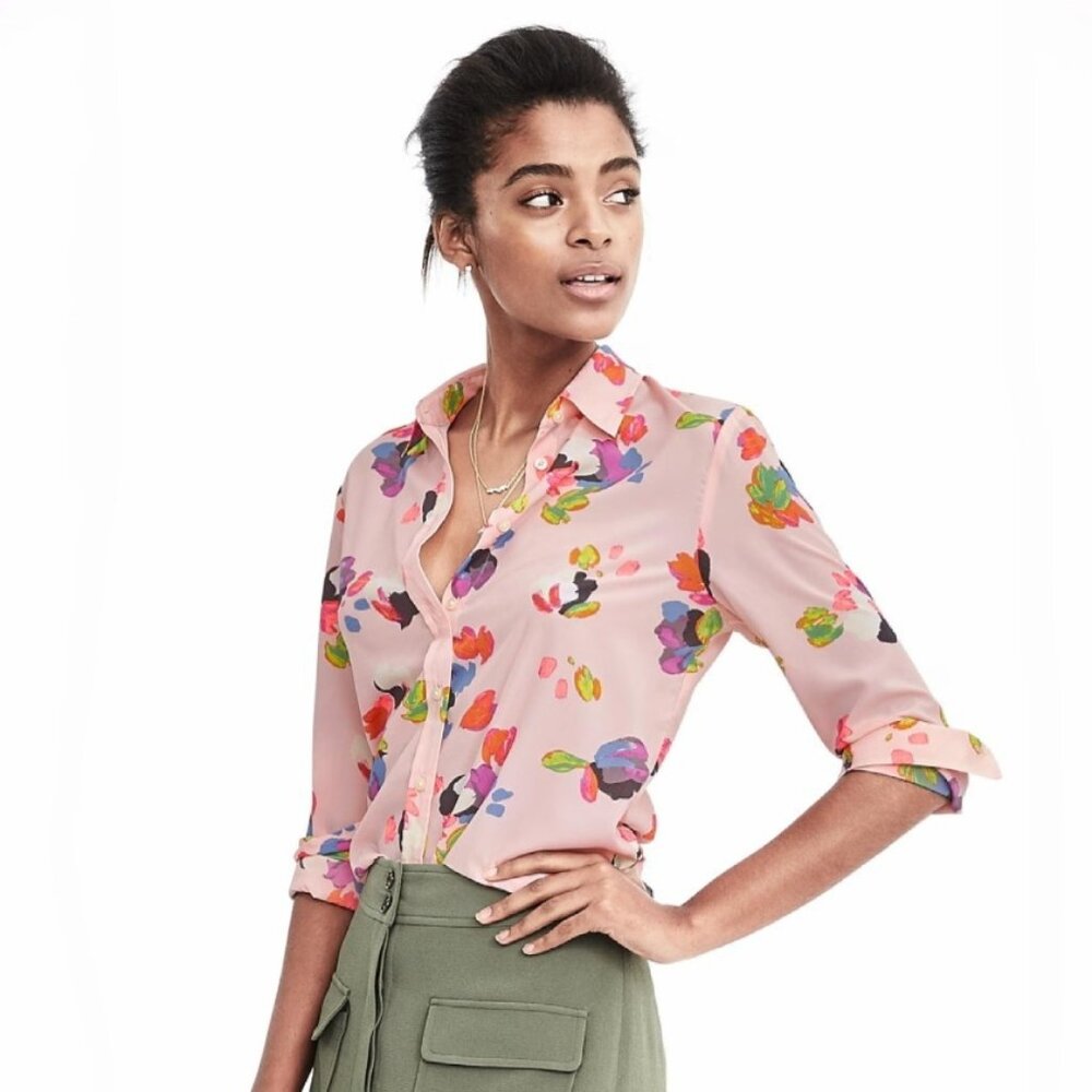 Banana Republic Dillon-Fit Long-Sleeve Floral Blouse
